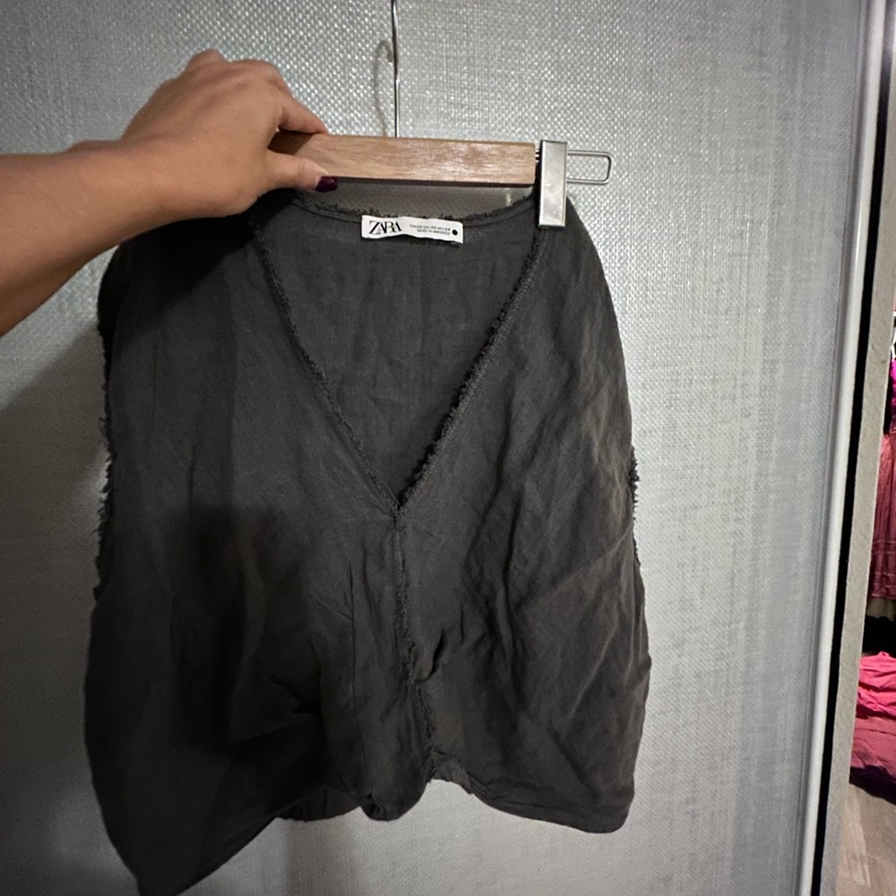 Zara Black V-Neck Top